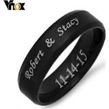 👉 Zwart steel vrouwen Vnox Personalize Stainless Beveled Edge Brushed Center Ring for Men Women Black Wedding Band Custom Name Letter Date