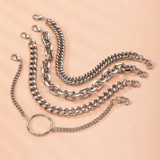 👉 Armband metaal zilver 4 stuks ronde ketting