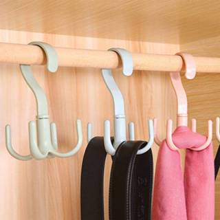 Handtas plastic 2020 Handbag Clothes Tie Belt Bag Hanger 4 Hooks Holder360 Degrees Rotate Shelf Hanging Organizer Wardrobe Storage