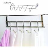 👉 Hanger steel XUNZHE 1Pcs Nail-free stainless five-hook cabinet door back by towel hooks over for clothes hangers