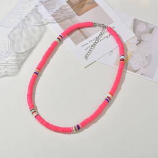 👉 Kralenketting acryl fel roze Kleurrijke kralen ketting