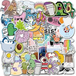 👉 Grafische sticker papier One-Size veel kleurig 75st Cartoon