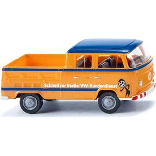 👉 Miniatuurauto oranje kunststof unisex WIKING VW T2 double cabin 1:87 4006190314039