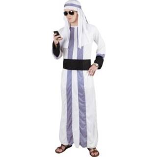 Wit blauw polyester mannen Boland kostuum Arabier heren wit/blauw 2 delig 8719817677238