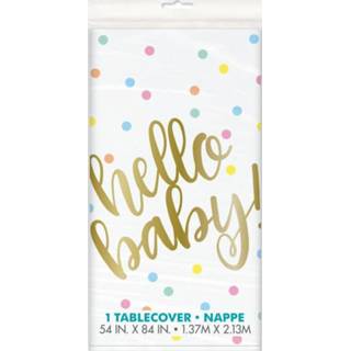 Tafelkleed wit goud kunststof junior baby's Unique Hello Baby 137 x 213 cm wit/goud 11179735235