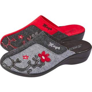 👉 Pantoffels textiel multicolor vrouwen Merkkwaliteit van Belafit per 2 paar Rood::Grijs 4055705186197