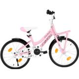 👉 Kinderfiets roze zwart staal meisjes kinderen VidaXL met voordrager 18 inch en 8719883807799