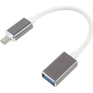 👉 Kabel adapter zilver wit MicroUSB / USB OTG - 16cm 5712579643056
