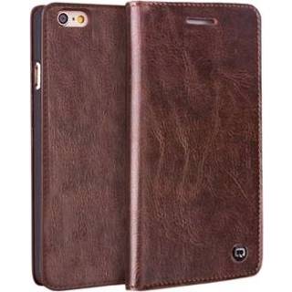 👉 IPhone 6 Plus / 6S Plus Qialino Classic Wallet Leren Hoesje - Bruin