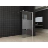 👉 Inloop douche douchecabine Wiesbaden inloopdouche met muurprofiel 100x200x1 cm NANO gedeeltelijk matglas, chromen profiel 8718858075201