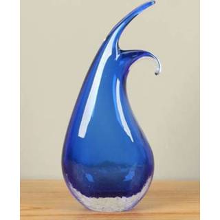 👉 Glazen vaas blauw blauw, onderkant craquel, 30 cm, A003