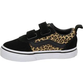 👉 Klittebandschoenen canvas meisjes zwart Vans Ward Cheetah klittenbandschoenen 8719796960499