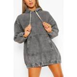 👉 Hooded Denim Pullover Dress, Grey