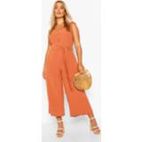 👉 Riem linnen vrouwen rust Plus Linen Look Button Belt Jumpsuit,