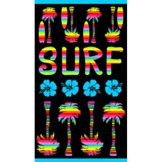 👉 Strandlaken zwart katoen Strandlaken/badlaken strand print Surf 100 x 175 cm