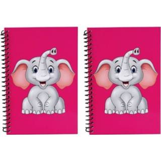 👉 Schrift roze papier kinderen peuters Set van 2x stuks olifanten kinder/peuters schriften 18cm