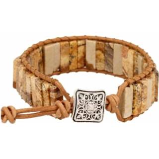 👉 Armband leer jaspis landschap Leren Gipsy-style 8718561065001