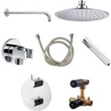👉 Chroom Inbouw Regendoucheset Wiesbaden Muuruitloop Rond 20 cm (Compleet) 8719304712077