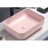 👉 Waskom pastel roze keramiek rechthoek met clickwaste erva Sanilux Minerva Color Line 50x39x13 cm Inclusief Click Waste Mat 8719304697985