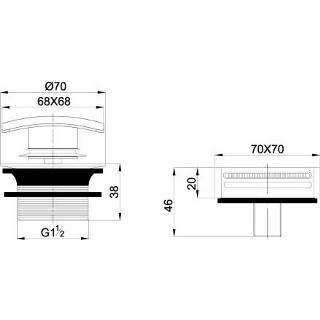 👉 Messing vierkant mat zwart Badafvoerplug Set Boss & Wessing tbv Badoverloopcombinatie Met Vulfunctie 8719304716792
