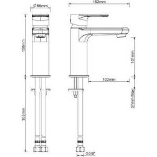 Wastafel kraan messing opbouw keramisch hendel mat zwart mengkraan standaard perlator Wastafelkraan Boss & Wessing Eenhendel 8719304716488