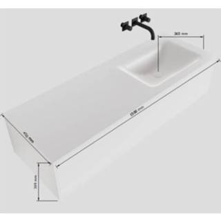 👉 Waskom solid surface LAGOM Mat Wit verzonken in wastafel Badkamermeubelset Mondiaz 150 cm LED Rechtse Zonder Kraangaten (1 lade) 6011444619646