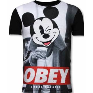 👉 Shirt polyester l male zwart Local Fanatic Obey mouse digital rhinestone t-shirt 7435143525593