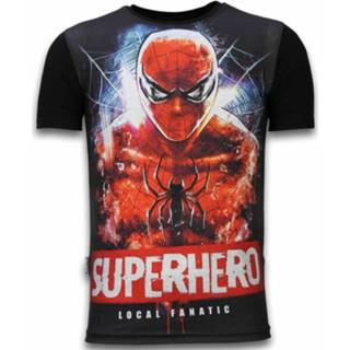 👉 Shirt polyester l male zwart Local Fanatic Superhero digital rhinestone t-shirt 7435143526590