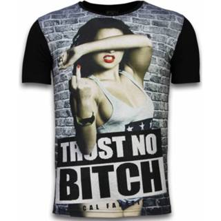 👉 Shirt polyester l male zwart Local Fanatic Trust no bitch digital rhinestone t-shirt 7435143530597