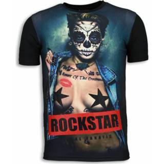 👉 Shirt polyester XL male zwart Local Fanatic Rockstar digital rhinestone t-shirt 8438473010233