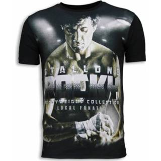 Shirt polyester l male zwart Local Fanatic Rocky heavyweight digital rhinestone t-shirt 8438473000036