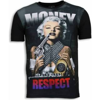 👉 Shirt polyester l male zwart Local Fanatic Marilyn money digital rhinestone t-shirt 8438472999034