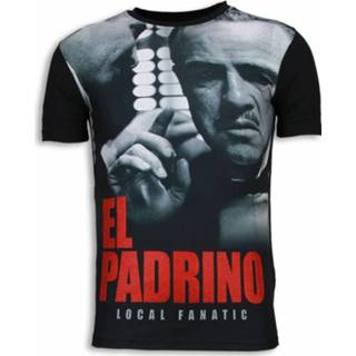 👉 Shirt polyester l male zwart Local Fanatic El padrino face digital rhinestone t-shirt 8438472998037