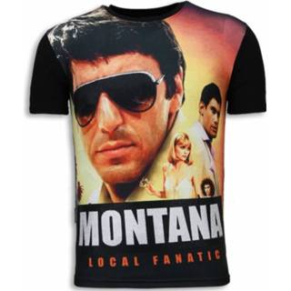 👉 Shirt polyester l male zwart Local Fanatic Tony montana digital rhinestone t-shirt 8438472839033