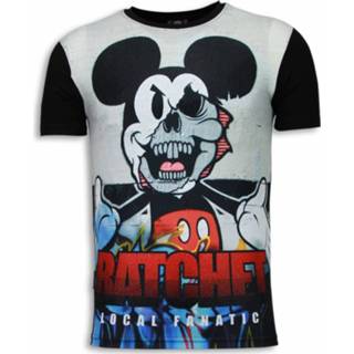 👉 Shirt polyester l male zwart Local Fanatic Ratchet mickey digital rhinestone t-shirt 8438472835035