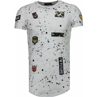 👉 Shirt katoen l male wit Justing Military patches paint splash t-shirt 8438472403432