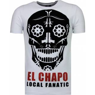 👉 Shirt polyester XXL male wit Local Fanatic El chapo flockprint t-shirt 8438471350034