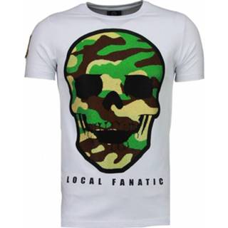 👉 Shirt polyester XL male wit Local Fanatic Army skull rhinestone t-shirt 8438471357033