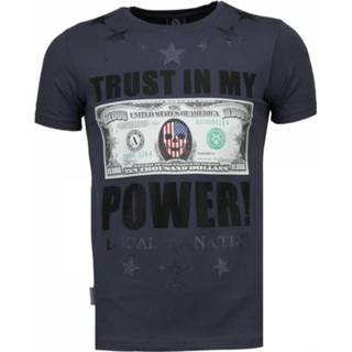 👉 Shirt polyester XXL male grijs Local Fanatic Trust in my power rhinestone t-shirt 8438471589434