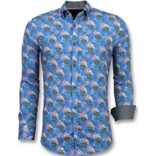 👉 Overhemd katoen l male blauw Tony Backer E overhemden bloemen 7435143882825