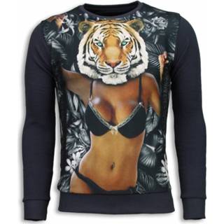 👉 Sweater polyester l male grijs Local Fanatic Tiger chick 8438472618034