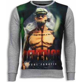 👉 Sweater polyester l truien male grijs Local Fanatic Popeye revenge digital rhinestone 8438472616030