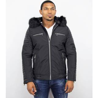 👉 Bontkraag polyester l male zwart Enos Korte parka jas met 7435143746752