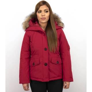 👉 Winterjas polyester l vrouwen rood TheBrand Winterjassen canada kort 8438473199037