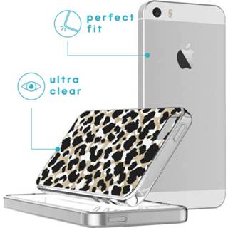 👉 Zwart goud TPU dieren unisex Design voor de iPhone 5 / 5s SE hoesje - Luipaard 8719295269048