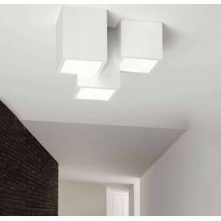 👉 Plafondlamp wit gips a++ Heraea met drie gipsblokken