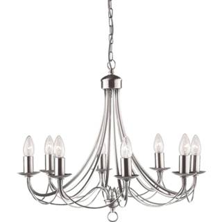 👉 Kroonluchter satijn zilver a++ Maypole zilver, 8-lamps