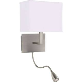 👉 Wandlamp gesatineerd zilver satijn metaal a++ 6519 met LED leeslamp,