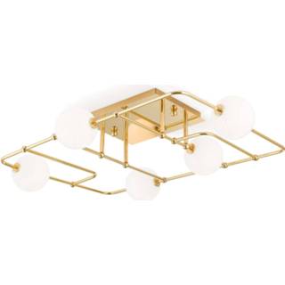 👉 Plafondlamp goud messing a++ LED Pipes in met glasbollen