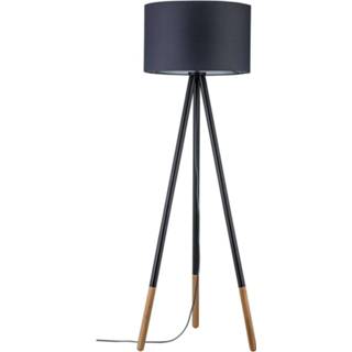 👉 Vloerlamp zwart textiel a++ licht hout Paulmann Neordic Rurik driebeen
